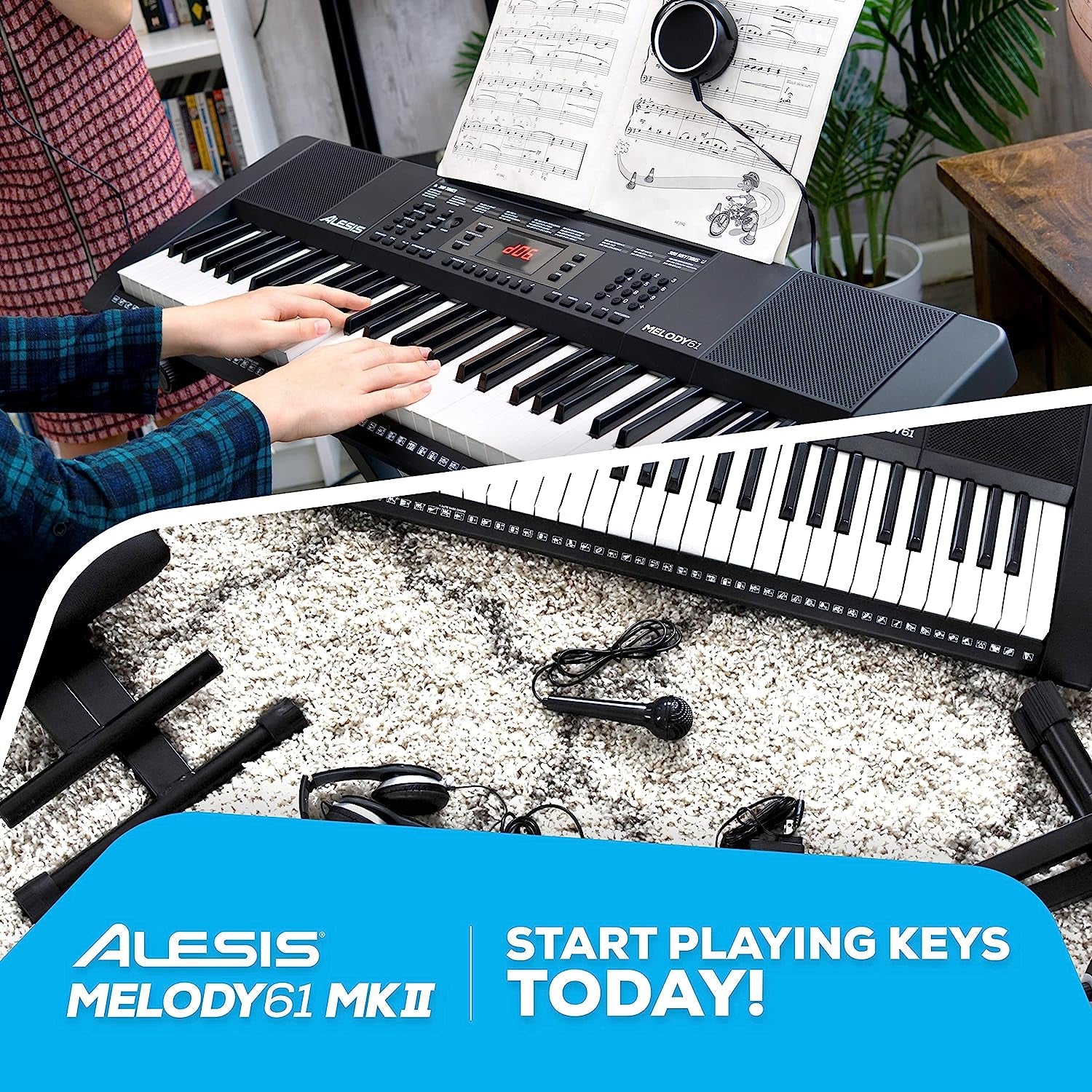 Portable 61 Key Keyboard for Beginners with Accessories