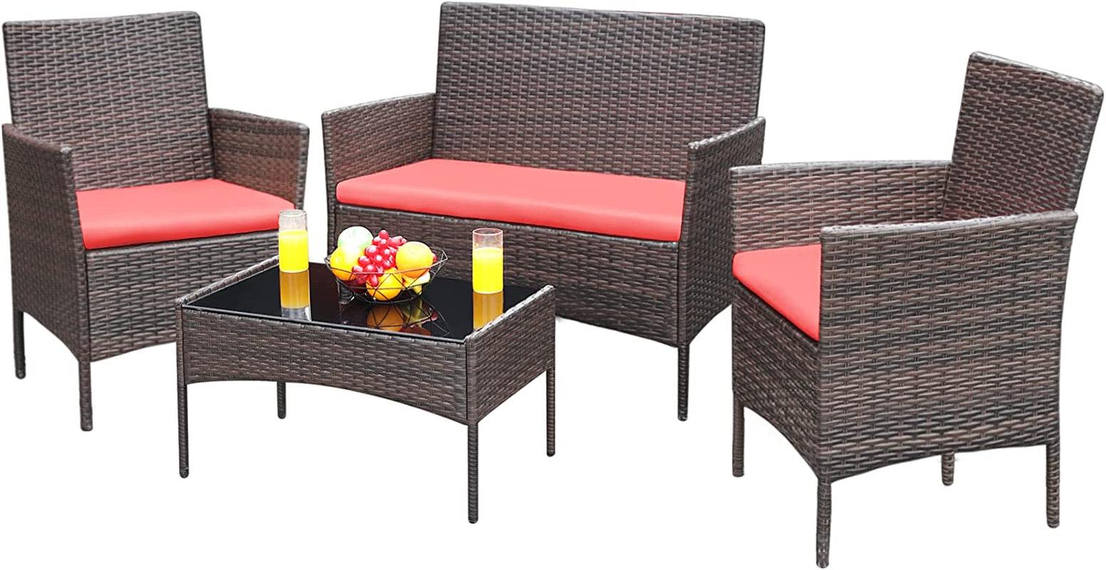 4 Piece Wicker Outdoor Furniture Set 