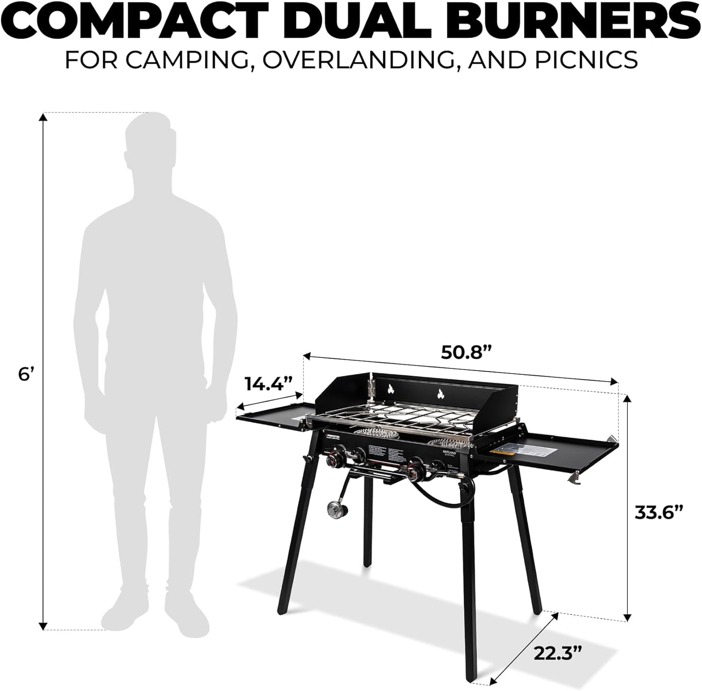 Portable 2 Burner Gas Camp Stove with Legs 