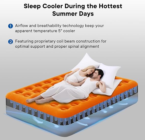  Queen Air Mattress with Built-In Rechargeable Pump 