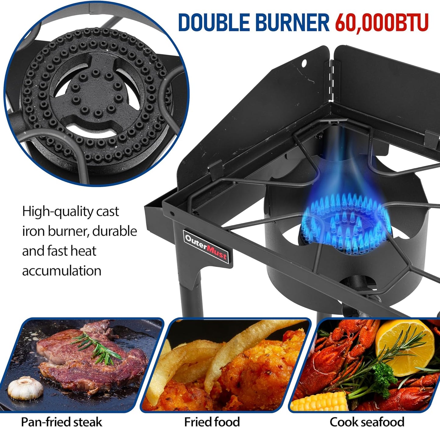 Heavy Duty Double Burner Outdoor Gas Stove 