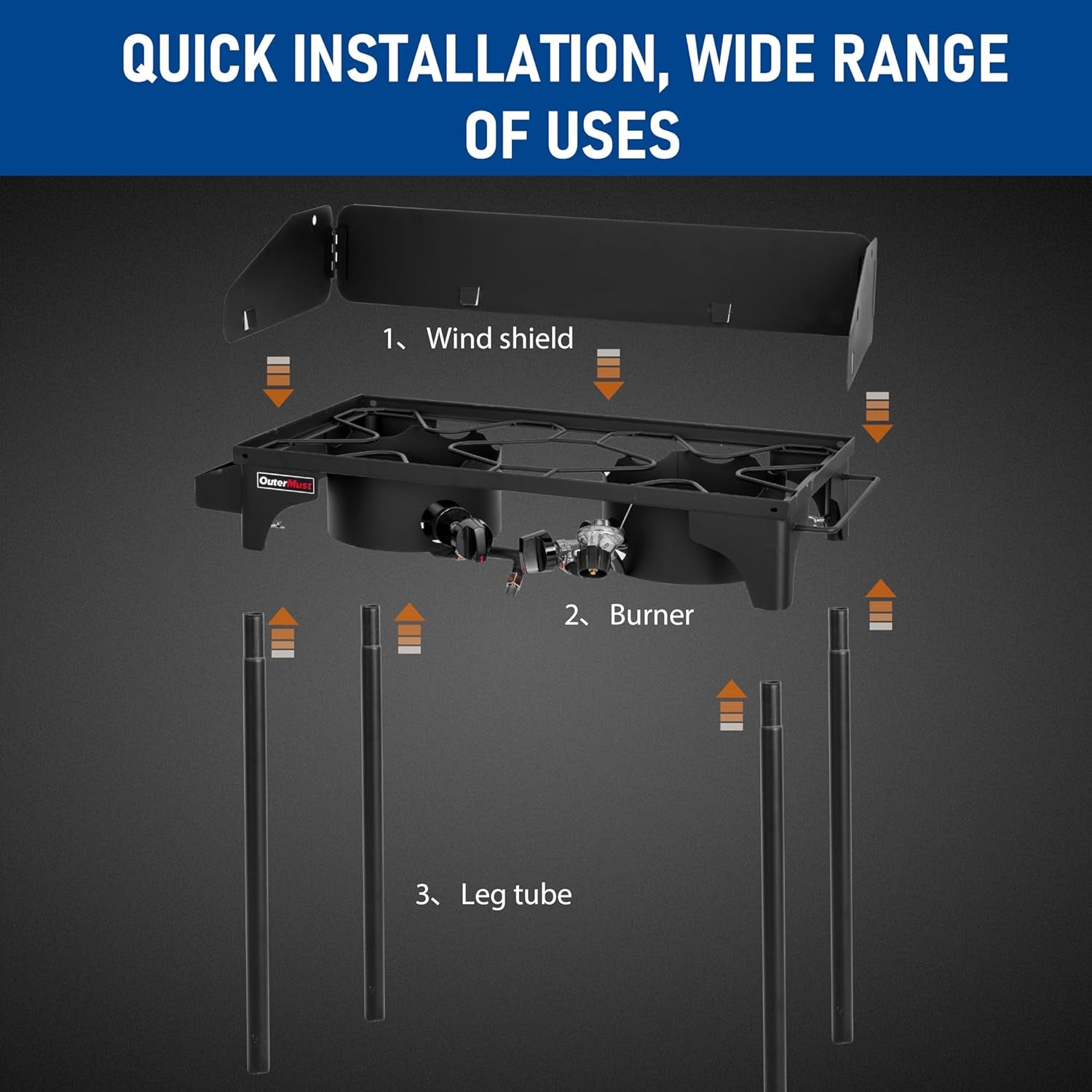 Heavy Duty Double Burner Outdoor Gas Stove 