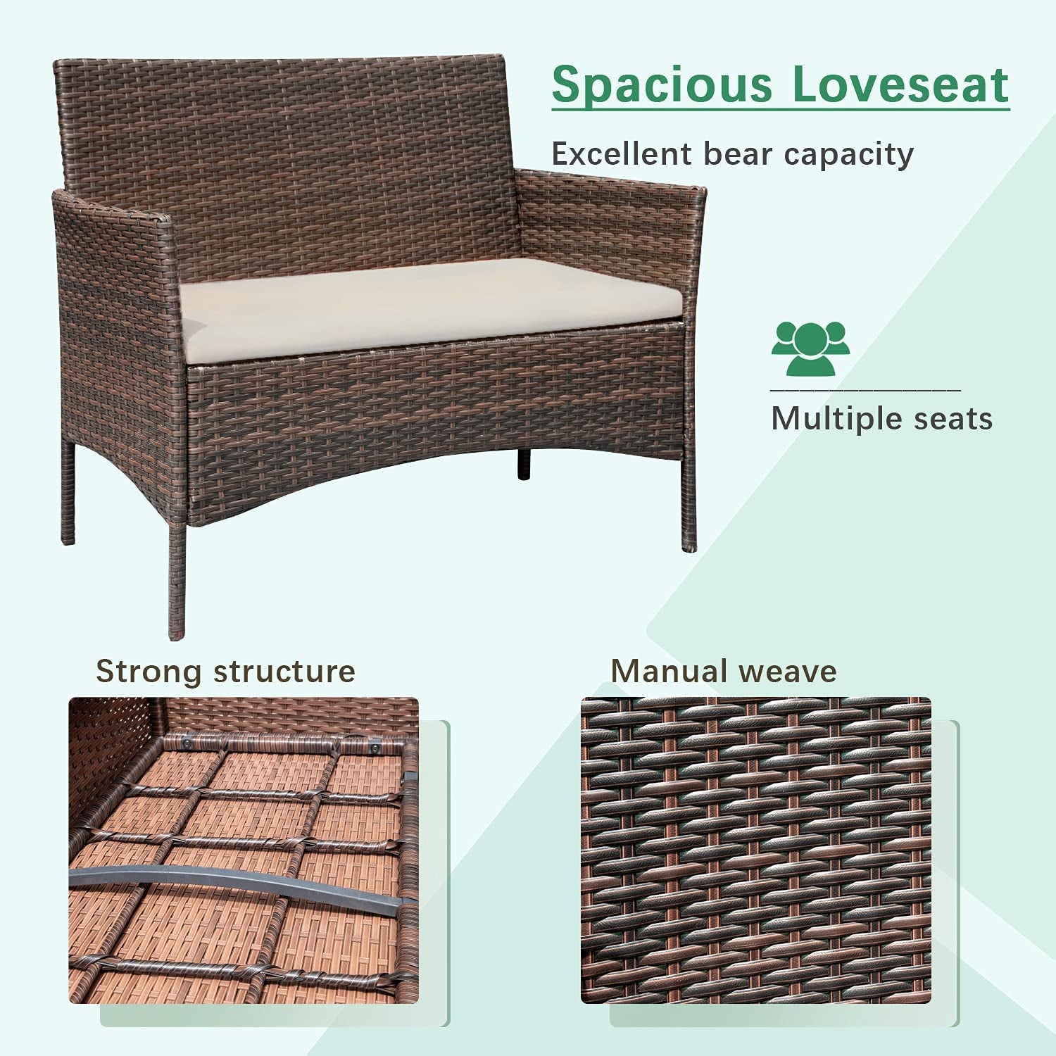 4 Piece Wicker Outdoor Furniture Set 