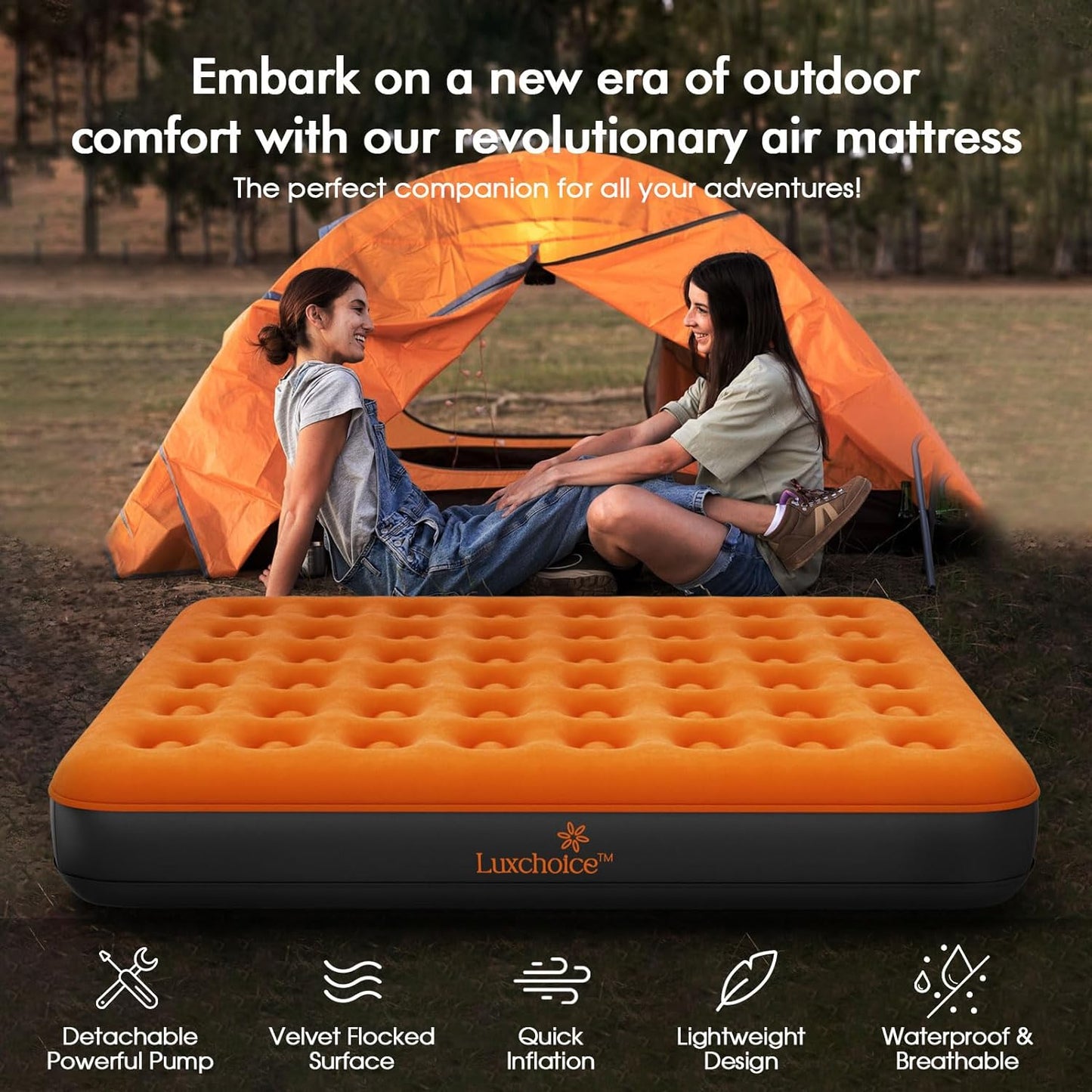  Queen Air Mattress with Built-In Rechargeable Pump 