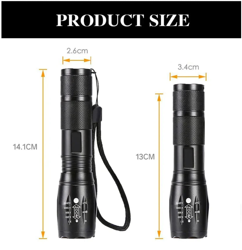 Super-Bright LED Tactical Flashlight, 2 Pack