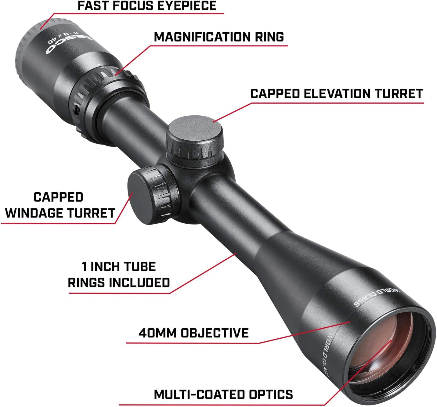 3-9X40mm Rifle Scope with Rings 