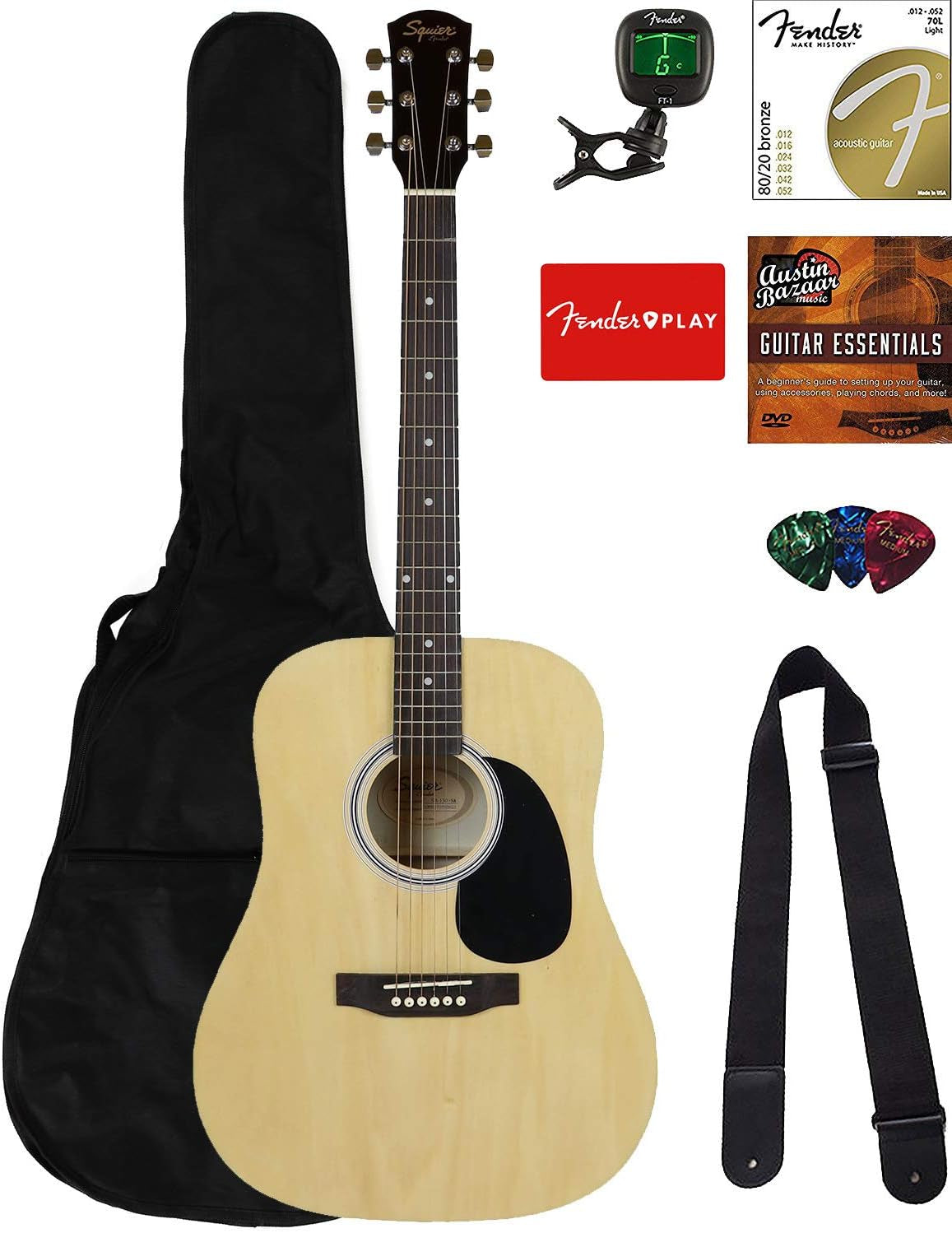 Natural Dreadnought Acoustic Guitar Bundle