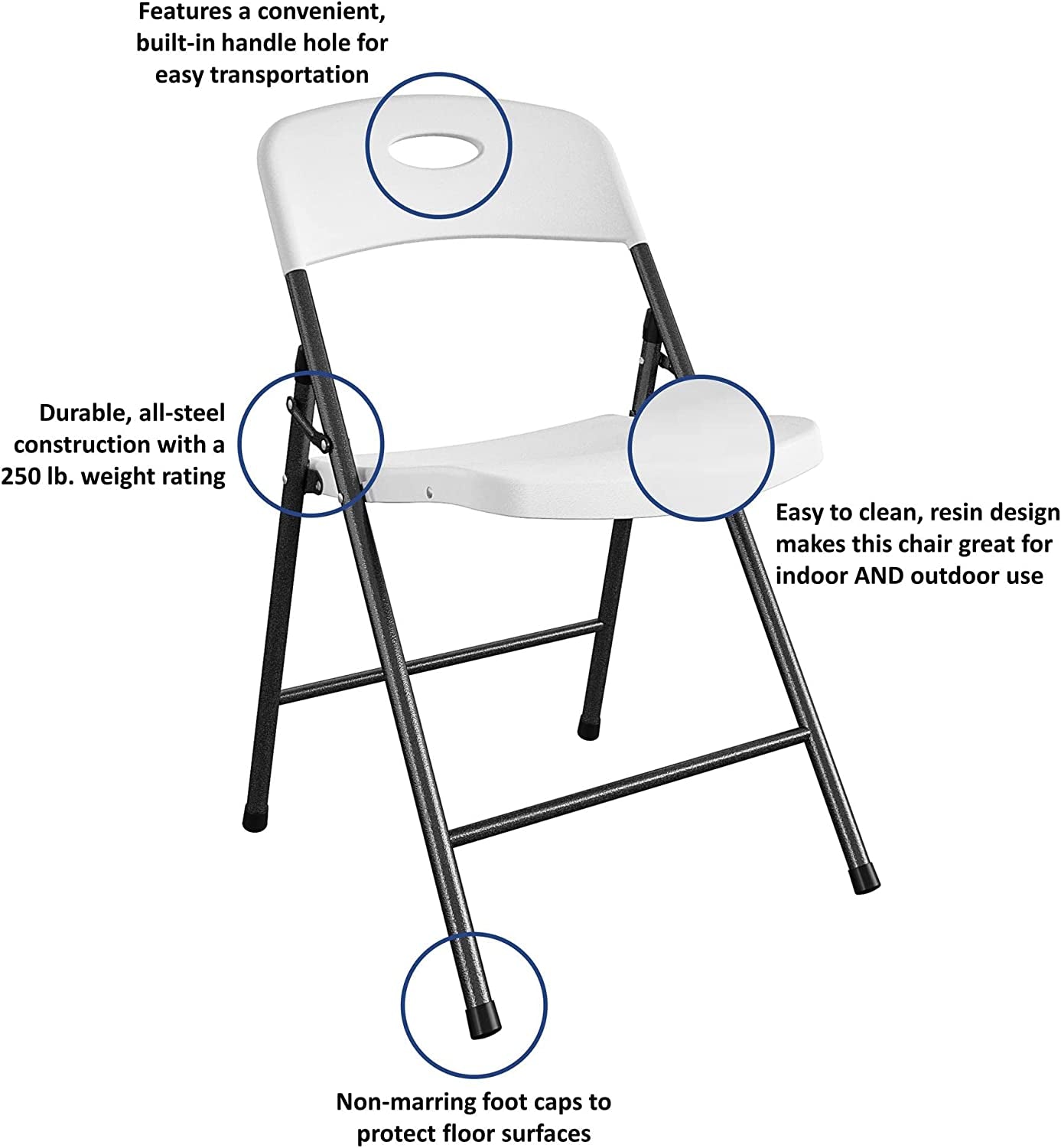 Solid Resin Folding Chair (Pack of 4)