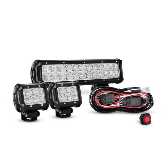 12 Inch/4Inch Led Light Bar Combo with Wiring Harness 