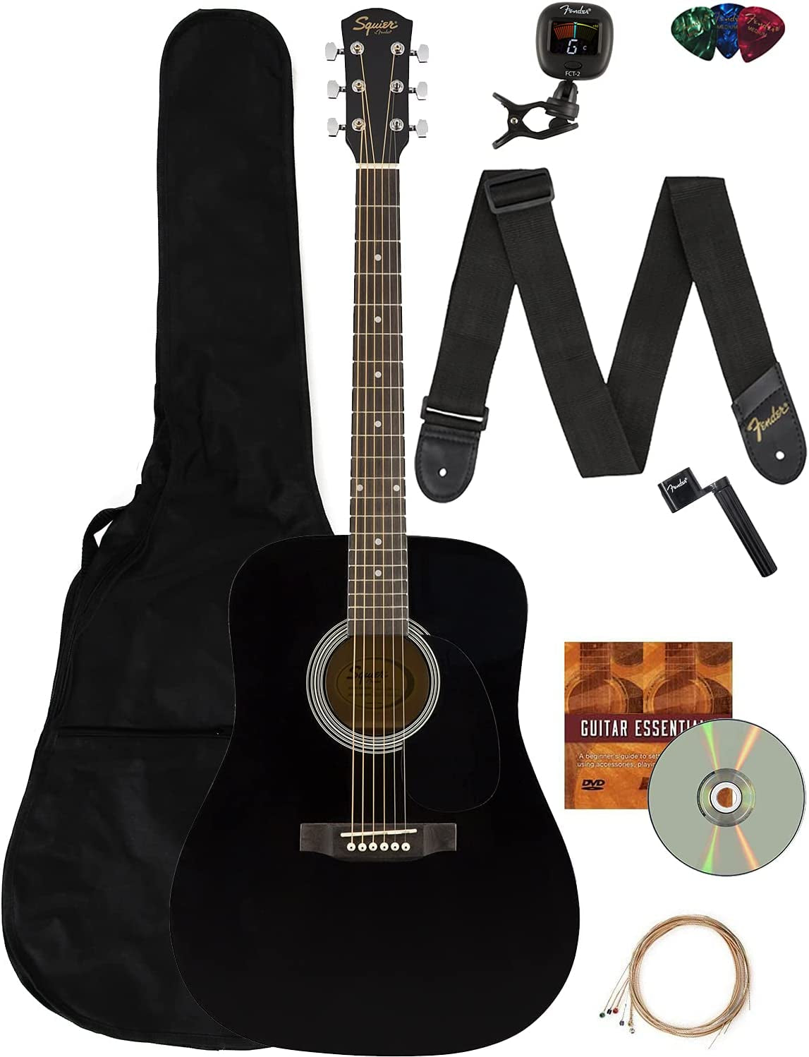 Black Dreadnought Acoustic Guitar Bundle 